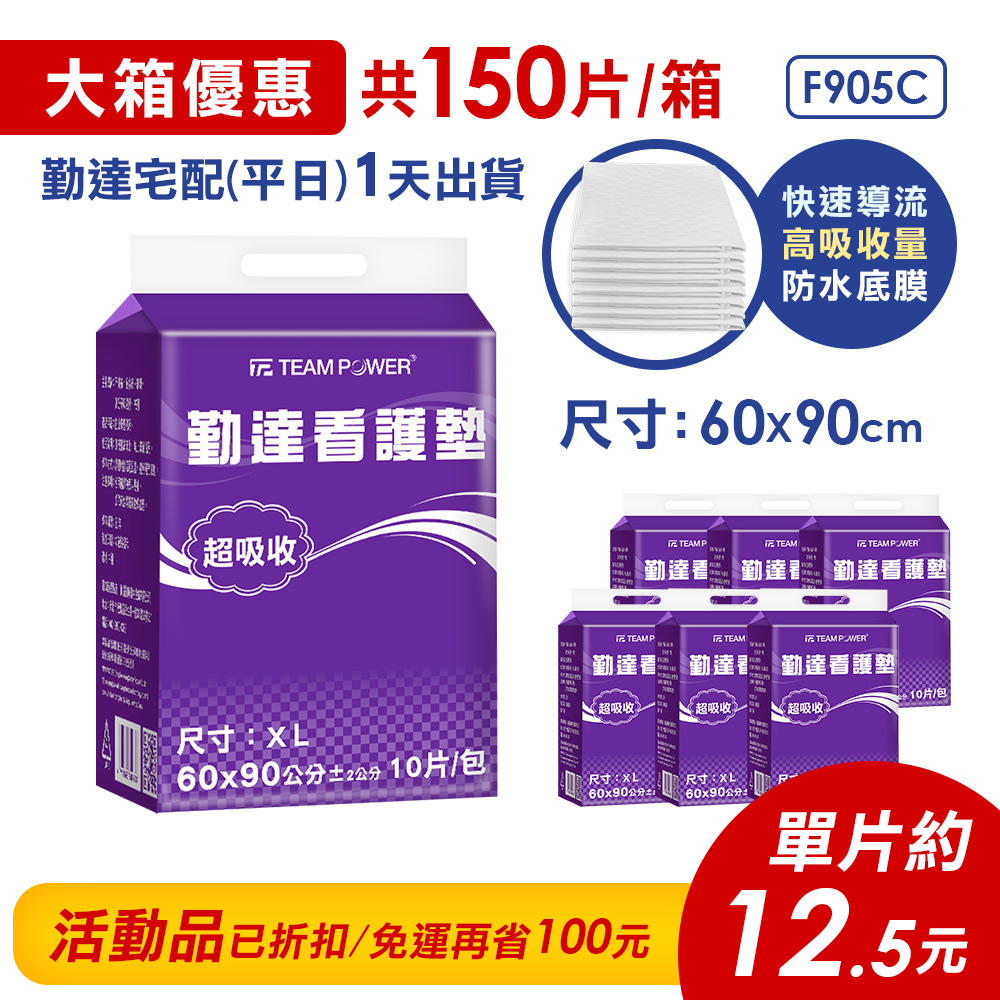 ★免運+大箱更便宜►共150片【勤達】超吸收看護墊60x90cm(XL號)-10片X15包#F905C